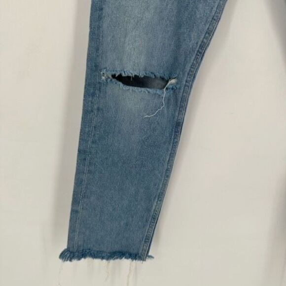 Agolde Distressed Straight Cropped Feel Good Jeans Blue Denim Light Wash Size 24 - Picture 8 of 14